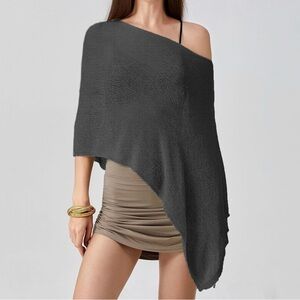 Elegant Sheer Black Poncho Top